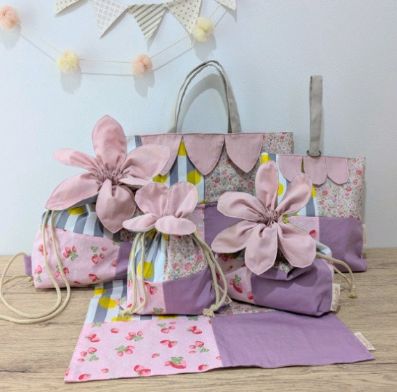 入園入学 6点セット 花びらのレッスンバッグセット 桜 ピンク 女の子 ナップサック