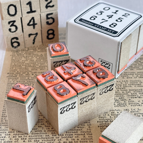 ビンテージな数字スタンプセット0〜9｜タイプライター｜ハンコ｜判子