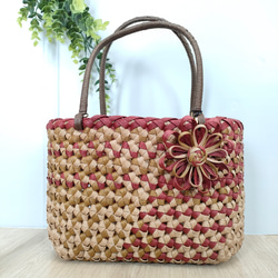 花編みかごバッグM 紫柄入 クラフトバンド かごバッグ 野々太郎 通販