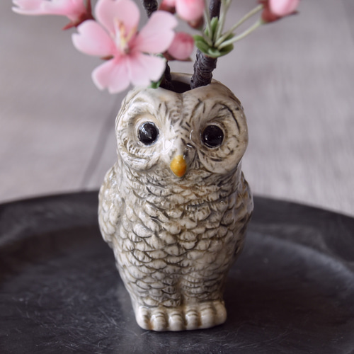 ◇粘土のお花◇ 桜 【フクロウ】S1141 アートフラワー Old-Fantasy