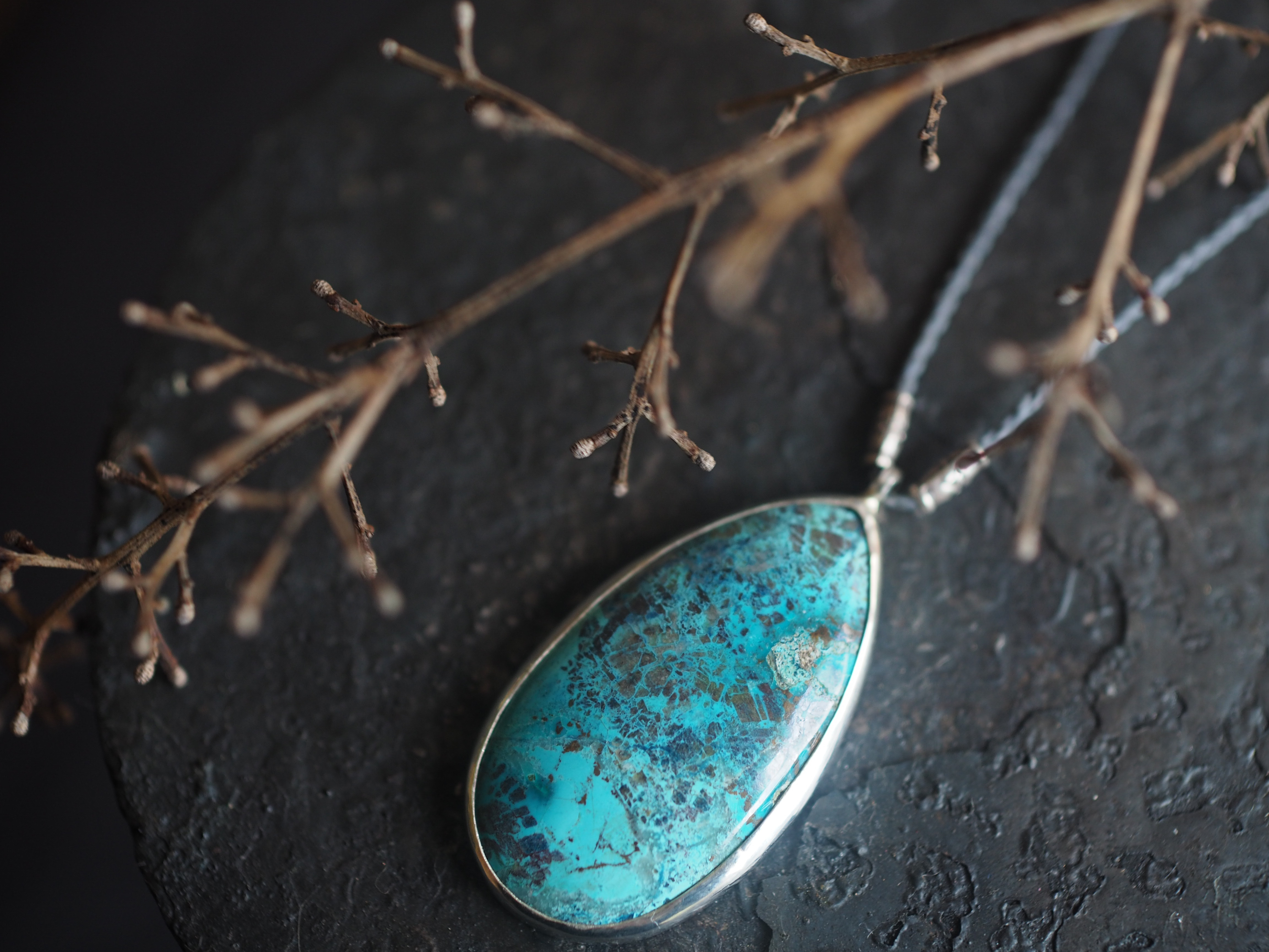 chrysocolla silver necklace (fuuun)