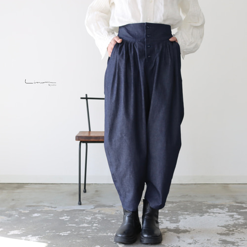 岡山児島産インディゴデニム／スカル柄リクライニングチェアシートのみ（受注生産） 岡山児島デニムで魅せる、コクーンパンツ／8オンスくったりソフト