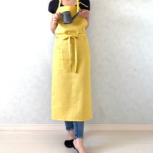 リネン100％ フルエプロン ミモザイエロー エプロン cocochi. 通販