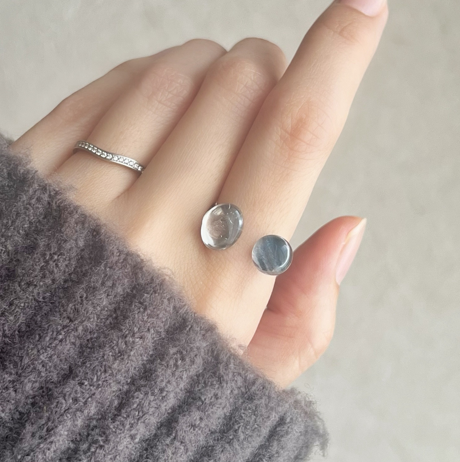 【JORIE】透明感❤️クリスタル×フローライト　あなたのためのフォークリング