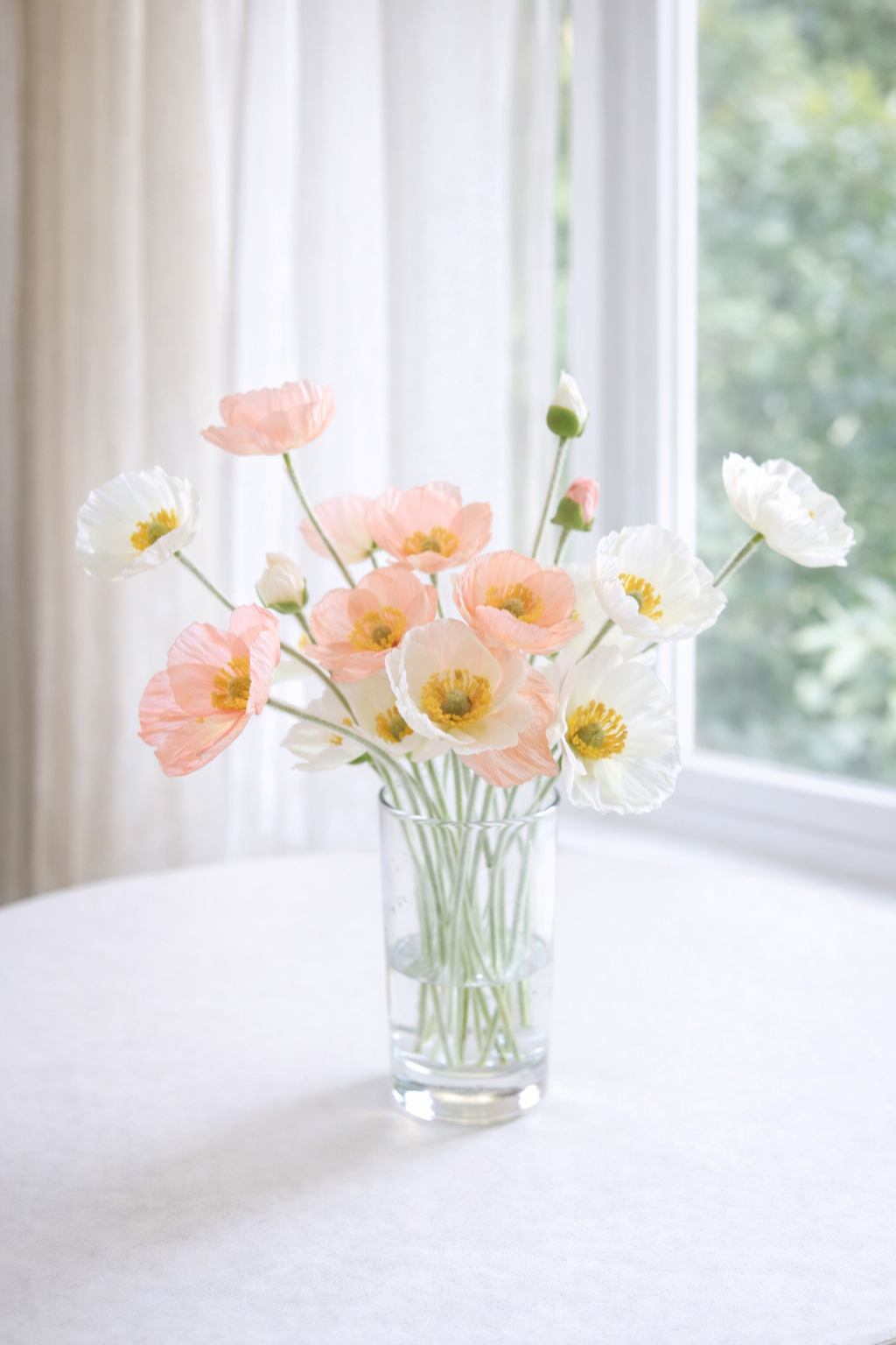 枯れないこぼれない　ポピーの優しい彩りアレンジ white peach