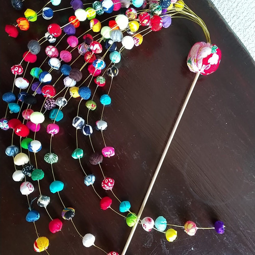 ボリュームポンポン玉飾り棒ちりめん細工雛人形ひな祭り桃の節句