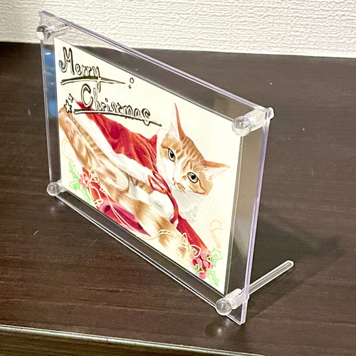 猫限定】うちの子・ペット似顔絵オーダーメイド 額付き写真L判長方形