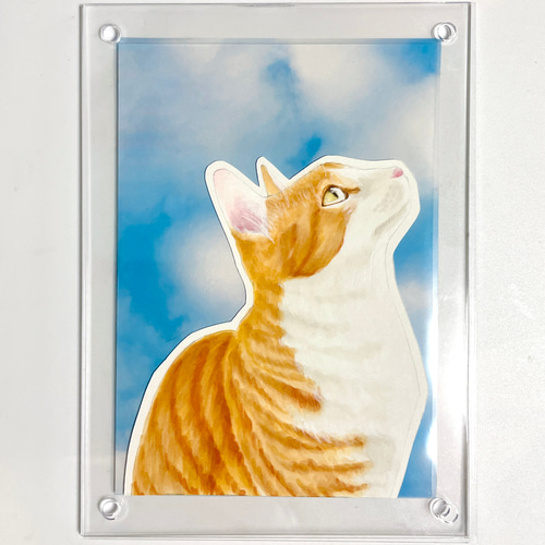 猫限定】うちの子・ペット似顔絵オーダーメイド 額付き写真L判長方形