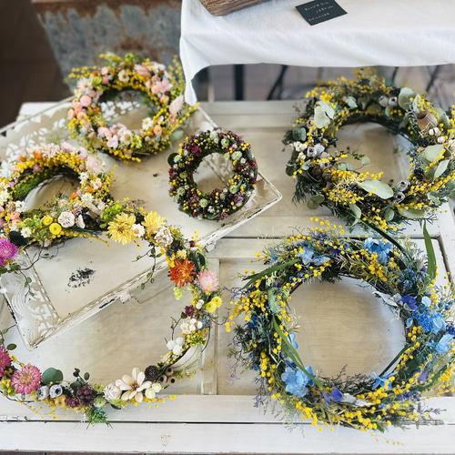 SALE ミモザとデルフィニウムのリース ミモザとデルフィニウムのリース | atelier de sarah ドライ