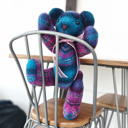 ブルー×ピンク くまさん 特大 ぬいぐるみ Aton 通販 18907281｜Creema