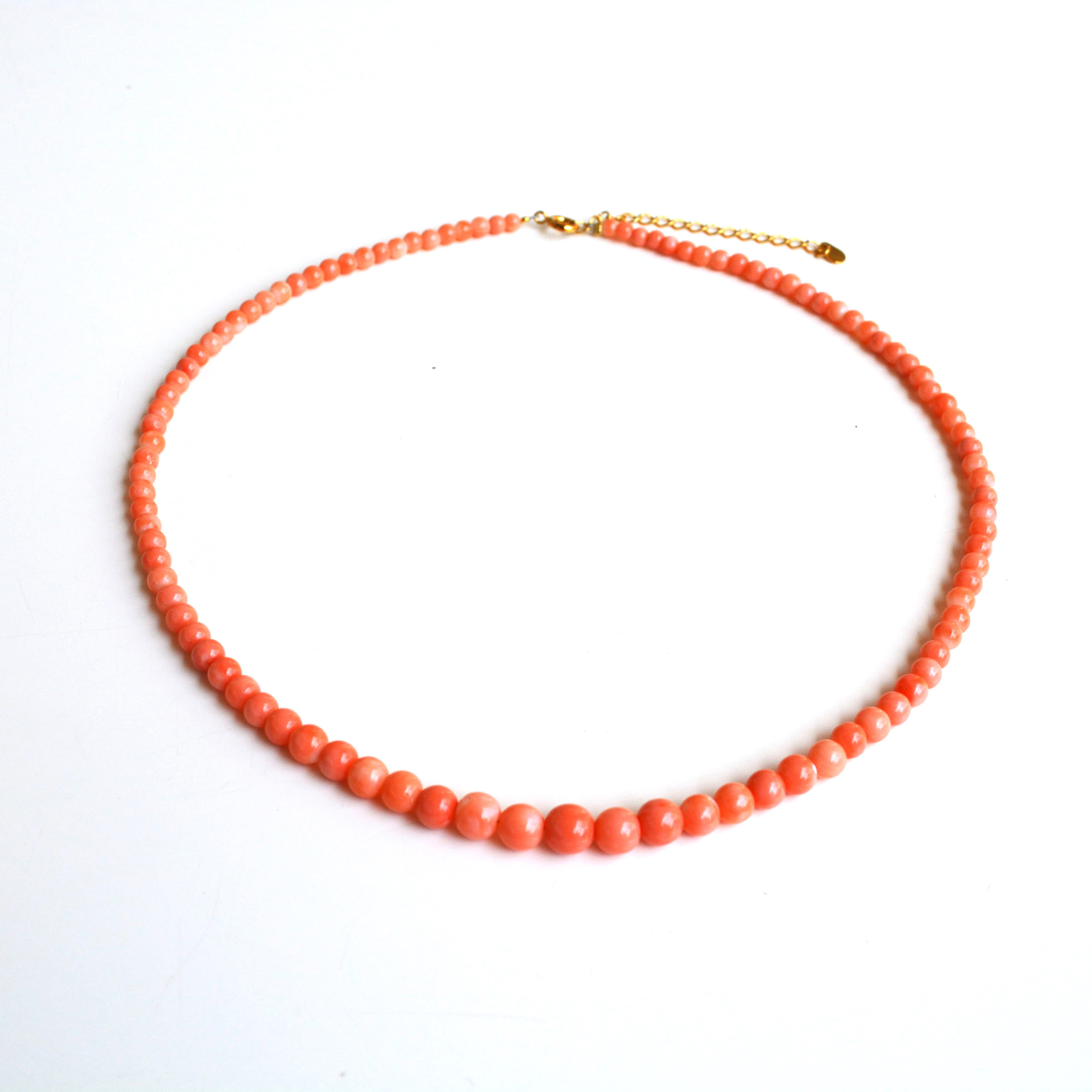 ガーネ珊瑚（深海珊瑚）のシンプルネックレス＊41ｃｍ＊3～6ｍｍ◆送料無料♪o