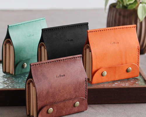 紙袋の形をモチーフにした 可愛い二つ折り財布 LF-016 マルゴー×ヌメ革
