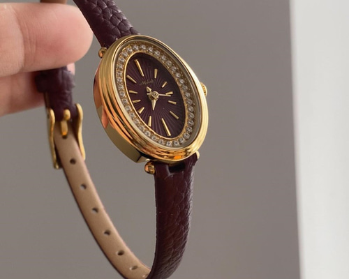 せきえい 楕円形 赤 腕時計 レディース 腕時計 ハンズムード 通販