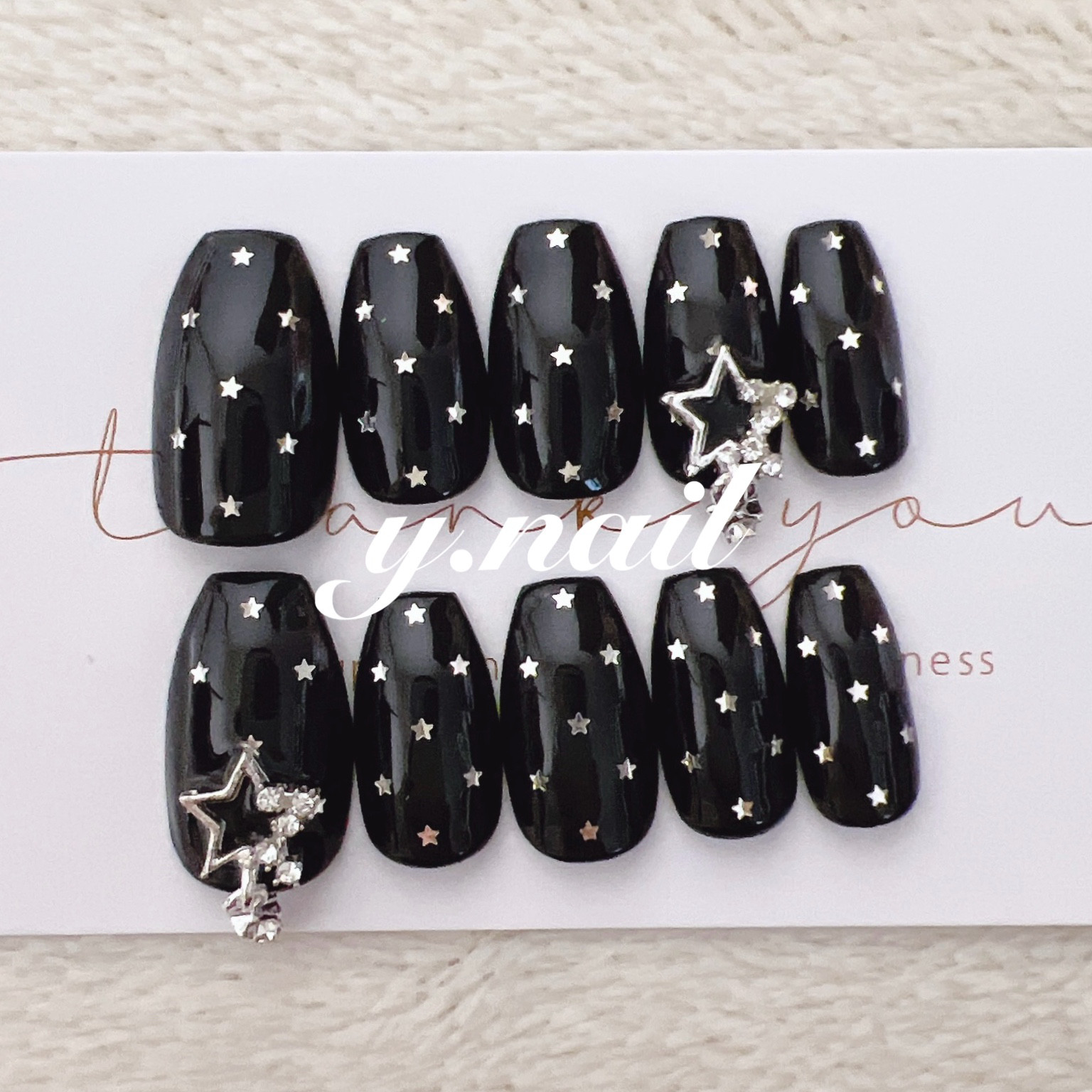 ネイルチップ　量産型　ツイード　黒　星　韓国　オーダー　ジェル 71AjP-1X-NL._AC_UF350,