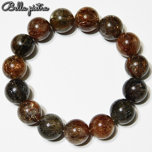 高品質☆ブラックゴールドスーパーセブン 黒金 14.5mm 天然石