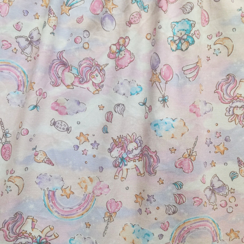 子供用エプロン☆三角巾セット☆ドレスみたいな☆カラフルユニコーン