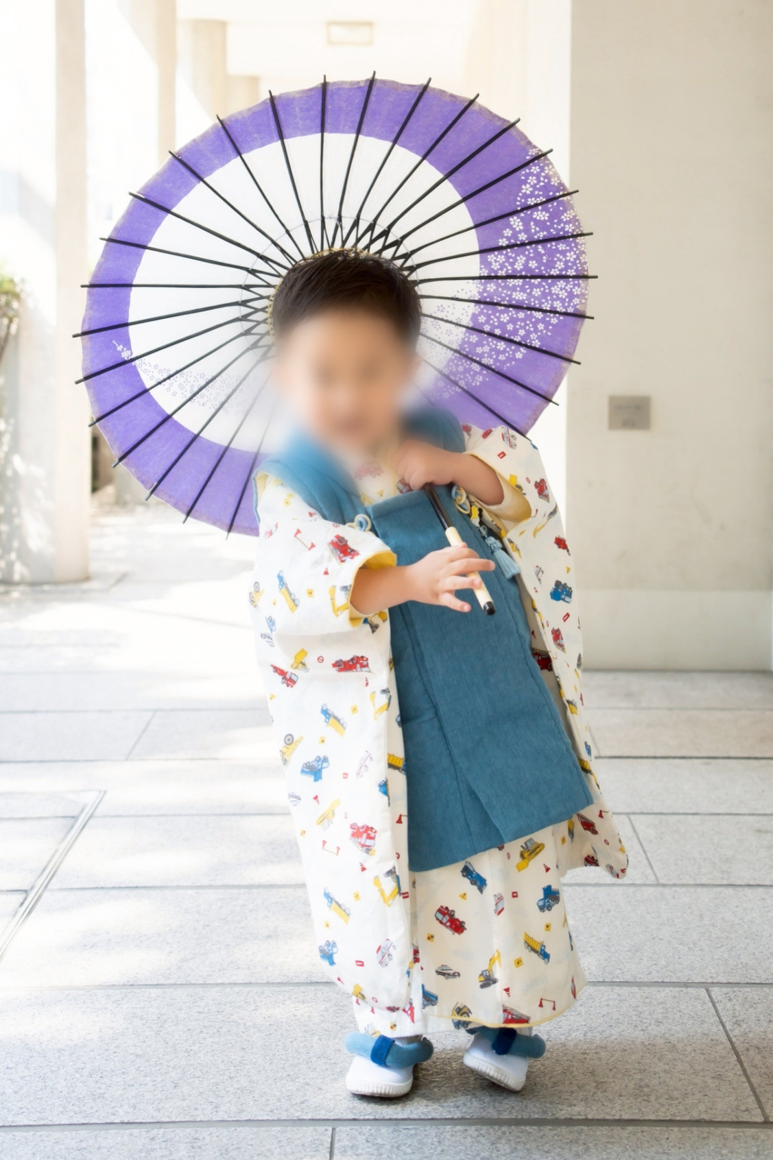 七五三【車柄着物 & 被布セット】はたらくくるま　3歳着物　七五三着物　七五三男の子　子供　キッズ　753  前撮り