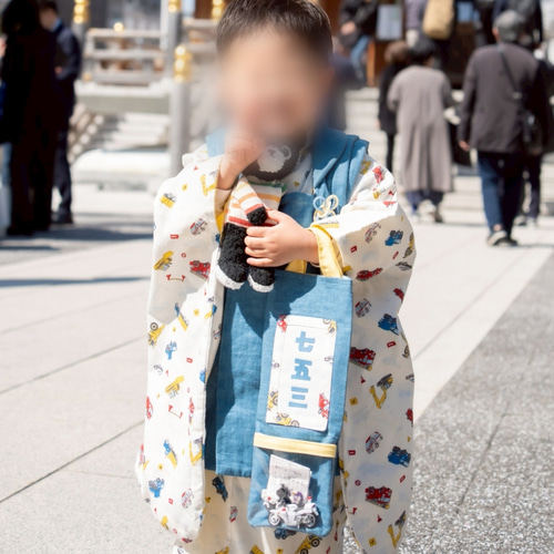 七五三【車柄着物 & 被布セット】はたらくくるま 3歳着物 七五三着物