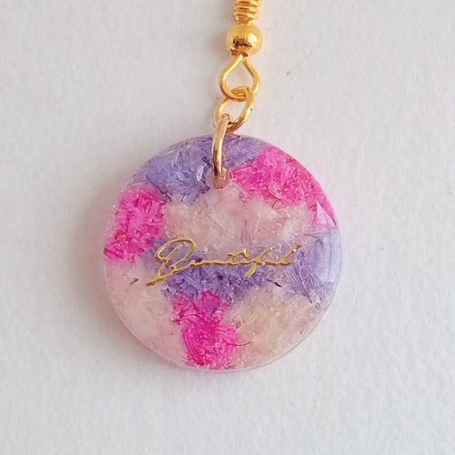 No.614-C　ドライフラワー☆かすみ草☆レジンピアス・イヤリング No.614-B ドライフラワー☆かすみ草☆レジンピアス・イヤリング