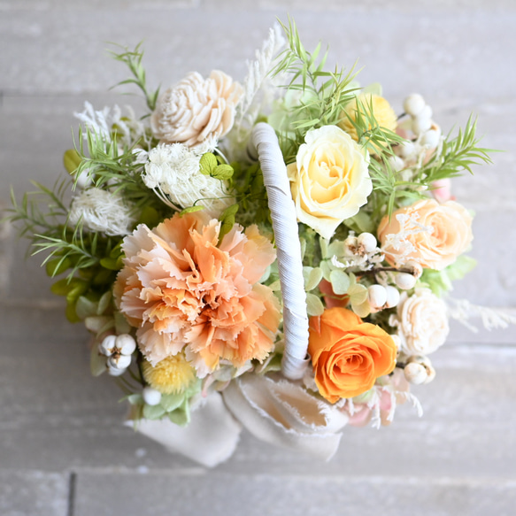 陽だまりのフラワーバスケット＊プリザーブドフラワー 9枚目の画像