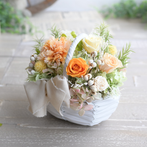 陽だまりのフラワーバスケット＊プリザーブドフラワー 4枚目の画像