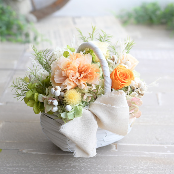 陽だまりのフラワーバスケット＊プリザーブドフラワー 6枚目の画像