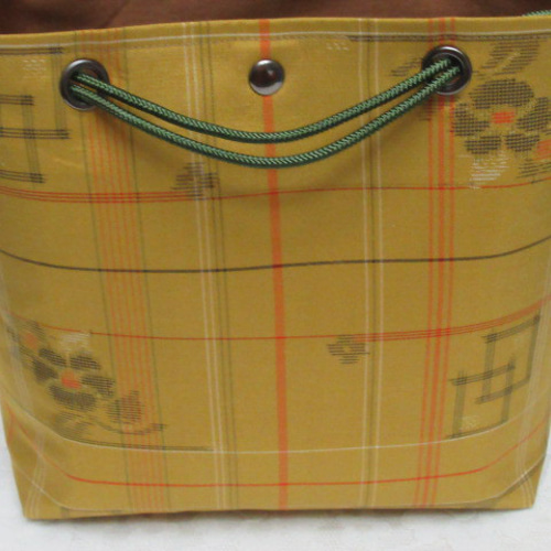 No.1299】着物地＠本場村山大島紬・黄八丈＠絹＠巾着バッグ