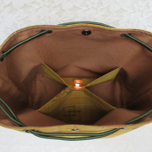 No.1299】着物地＠本場村山大島紬・黄八丈＠絹＠巾着バッグ