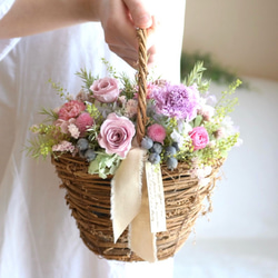 森の花籠アレンジメント＊プリザーブドフラワー 母の日 誕生日 お祝い