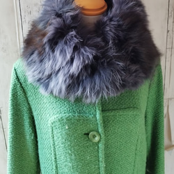 new antique ¶ ブルーアイリスミンクファー着脱可能リボン付き長方形底