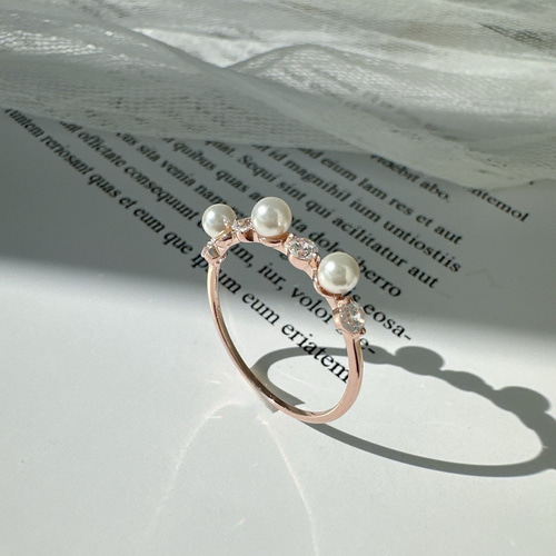 ❤︎大人可愛いパール&CZダイヤ重ね付けリングR4411 指輪・リング