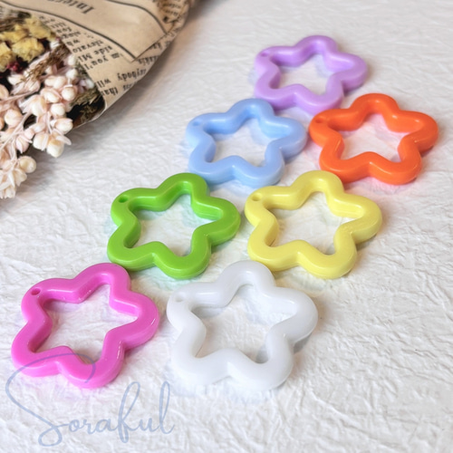 ほしぞらさま★ハンドメイド‪ෆ‪.*・゜キーチャーム/チャーム② 4個】カラフル星型チャーム スターチャーム キーチェーン キーホルダー