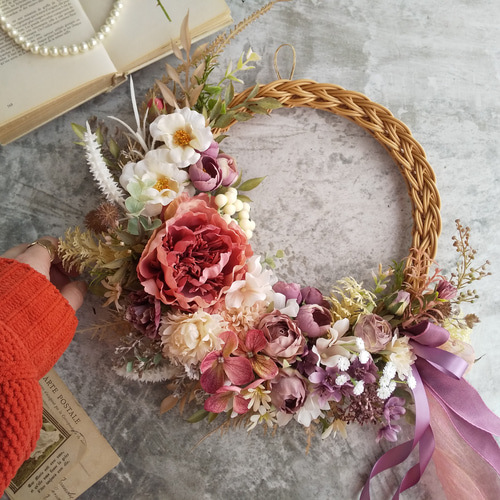 Lune Bonheur＜Pivonne＞＊春＊フラワーリース＊玄関＊誕生日