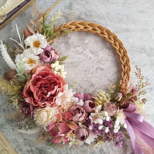 Lune Bonheur＜Pivonne＞＊春＊フラワーリース＊玄関＊誕生日