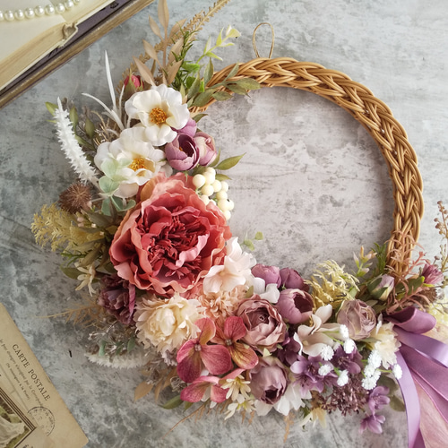 Lune Bonheur＜Pivonne＞＊春＊フラワーリース＊玄関＊誕生日