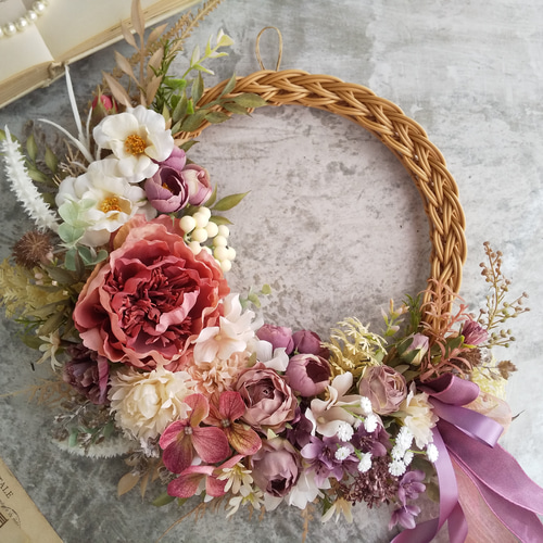 Lune Bonheur＜Pivonne＞＊春＊フラワーリース＊玄関＊誕生日