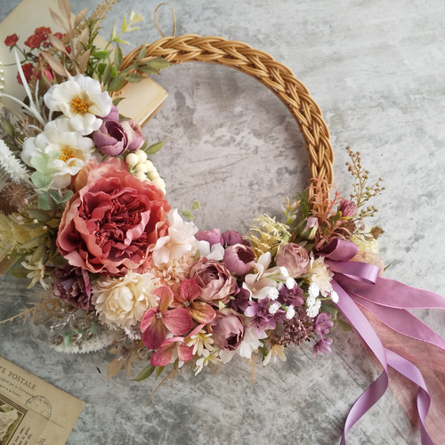 Lune Bonheur＜Pivonne＞＊春＊フラワーリース＊玄関＊誕生日