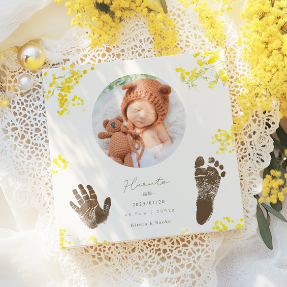 オーダーメイド 命名書 キャンバスアート 赤ちゃんの名前・手形・足形