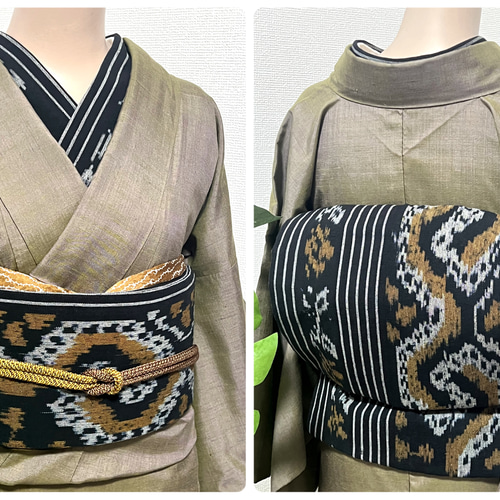 インドネシア・イカット名古屋帯（共布半衿プレゼント付き） 和装小物 