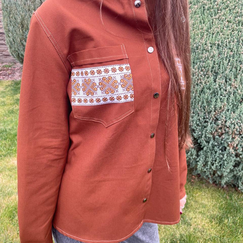 ウクライナ刺繍シャツジャケット　レディース　東欧　ハンドメイド　春服　L ウクライナ刺繍シャツジャケットレディース東欧ハンドメイド春服L