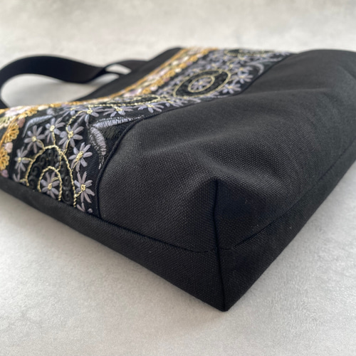 れもん様専用 インド刺繍チュールブラック 3roomsトートバッグ