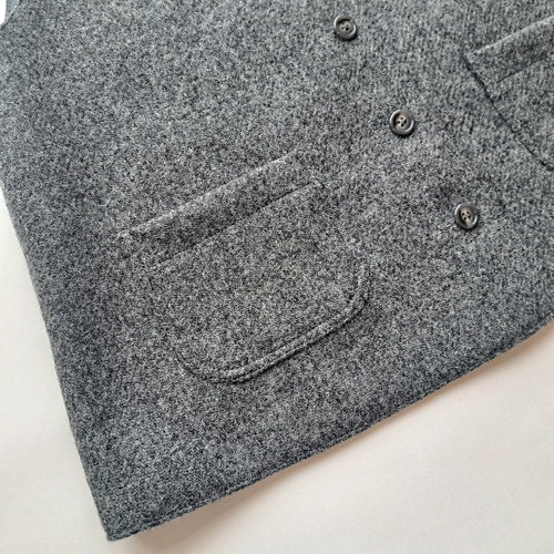 ハリスツイード ラウンドカラーベスト ミディアムグレー ベスト MBK1