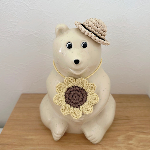 しろくま貯金箱小物＊3色展開＊ひまわり麦わら帽子セット その他置物