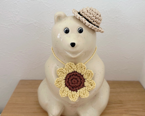 しろくま貯金箱　麦わら帽子　2点セット しろくま貯金箱小物＊3色展開＊ひまわり麦わら帽子セット その他置物