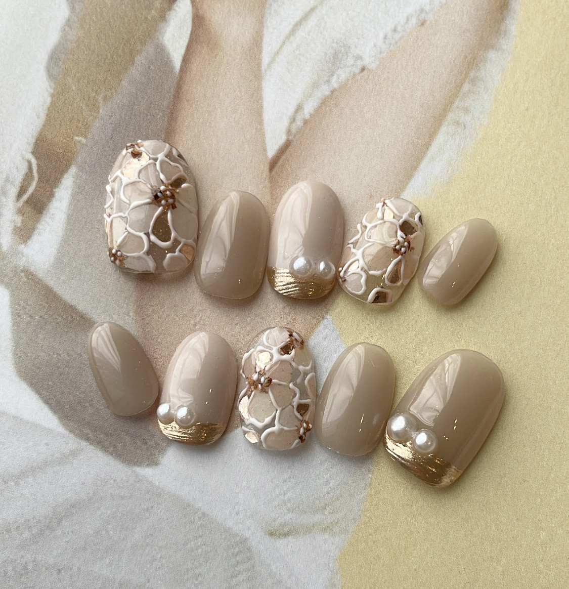 retro shell flower nail