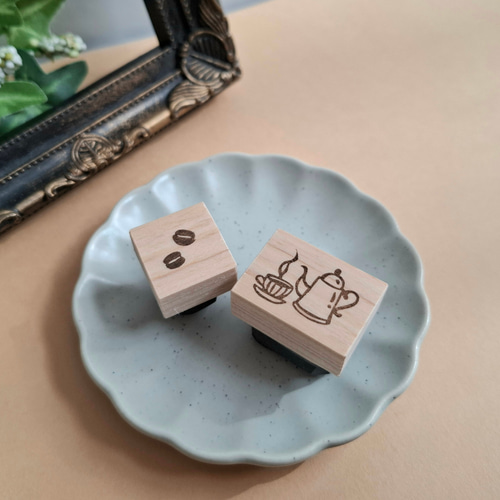 珈琲好きさんへ】コーヒー 豆 はんこセット 消しゴムはんこ スタンプ