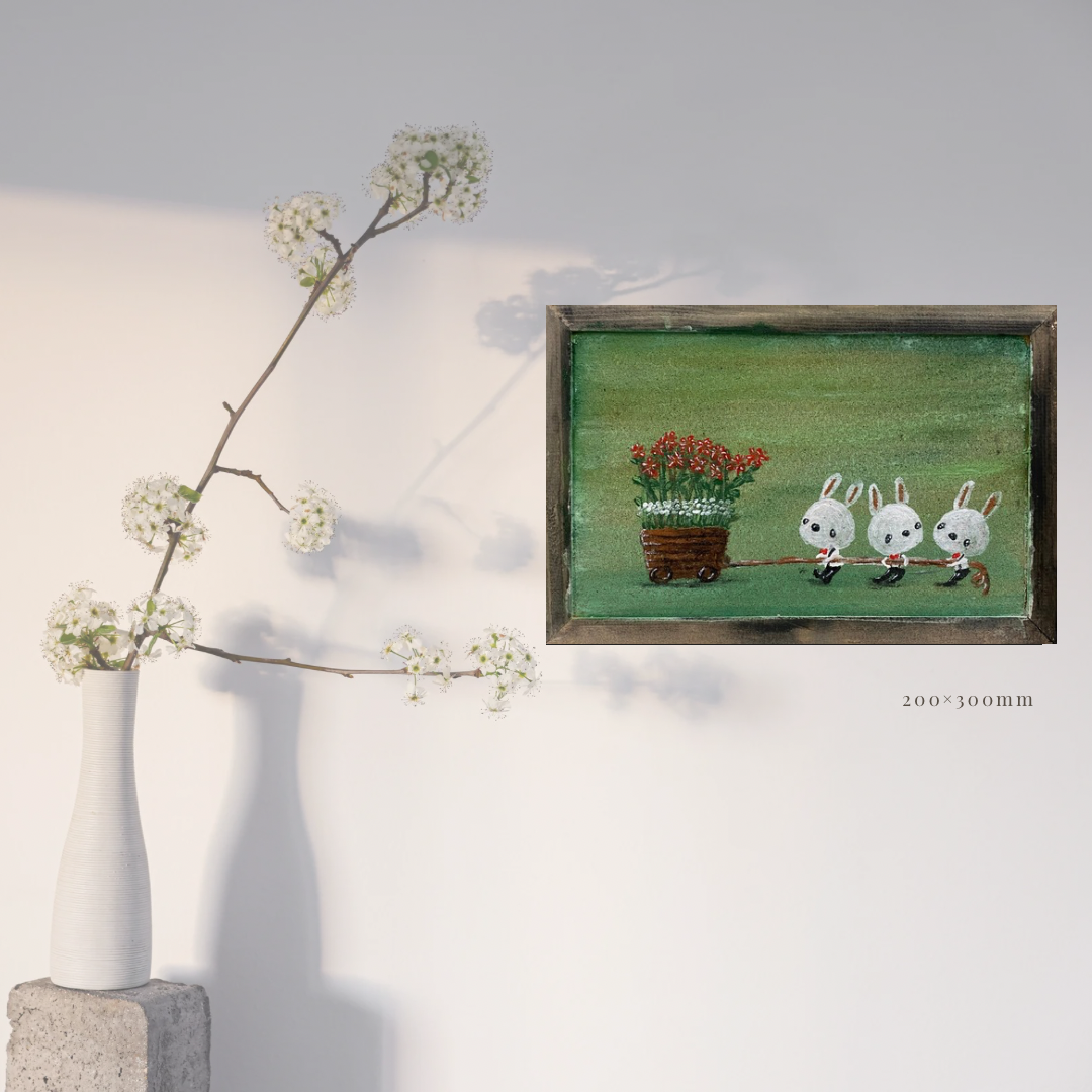 MoRk原画 『 チカラを合わせて 』 200×300mm ペンキ画