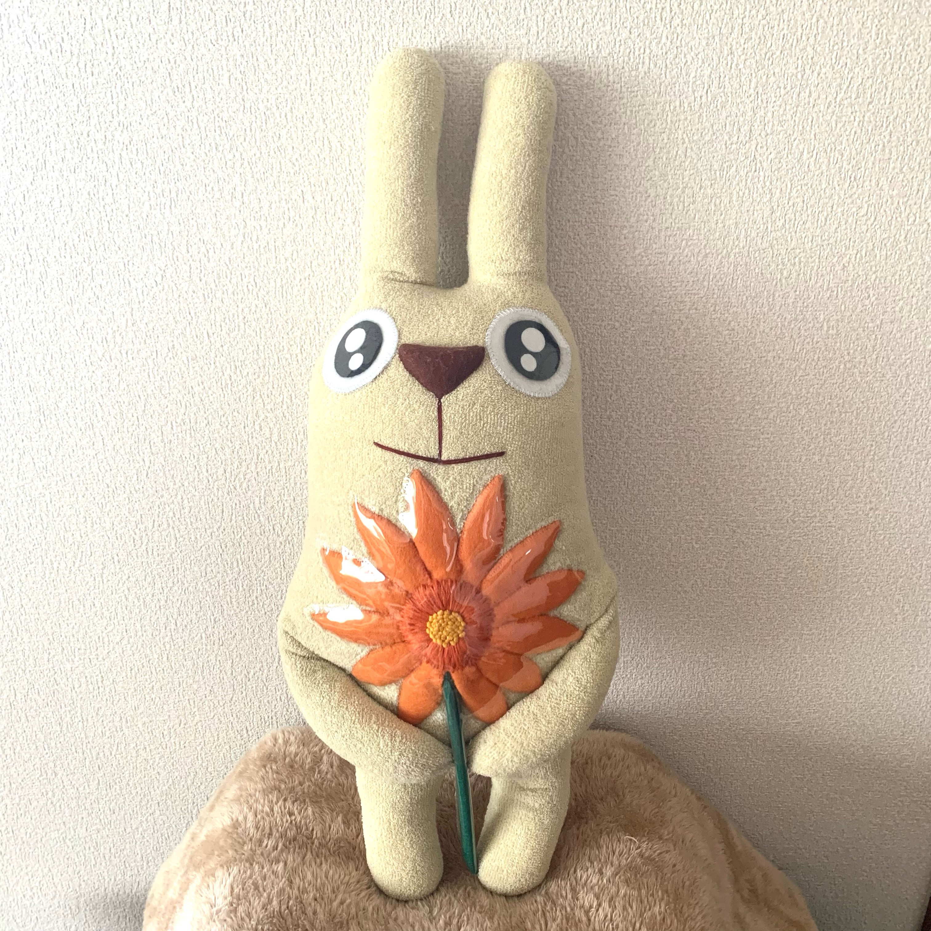 超BIG！全長47cm☆うさぎさんのぬいぐるみ☆お花のお色変更可