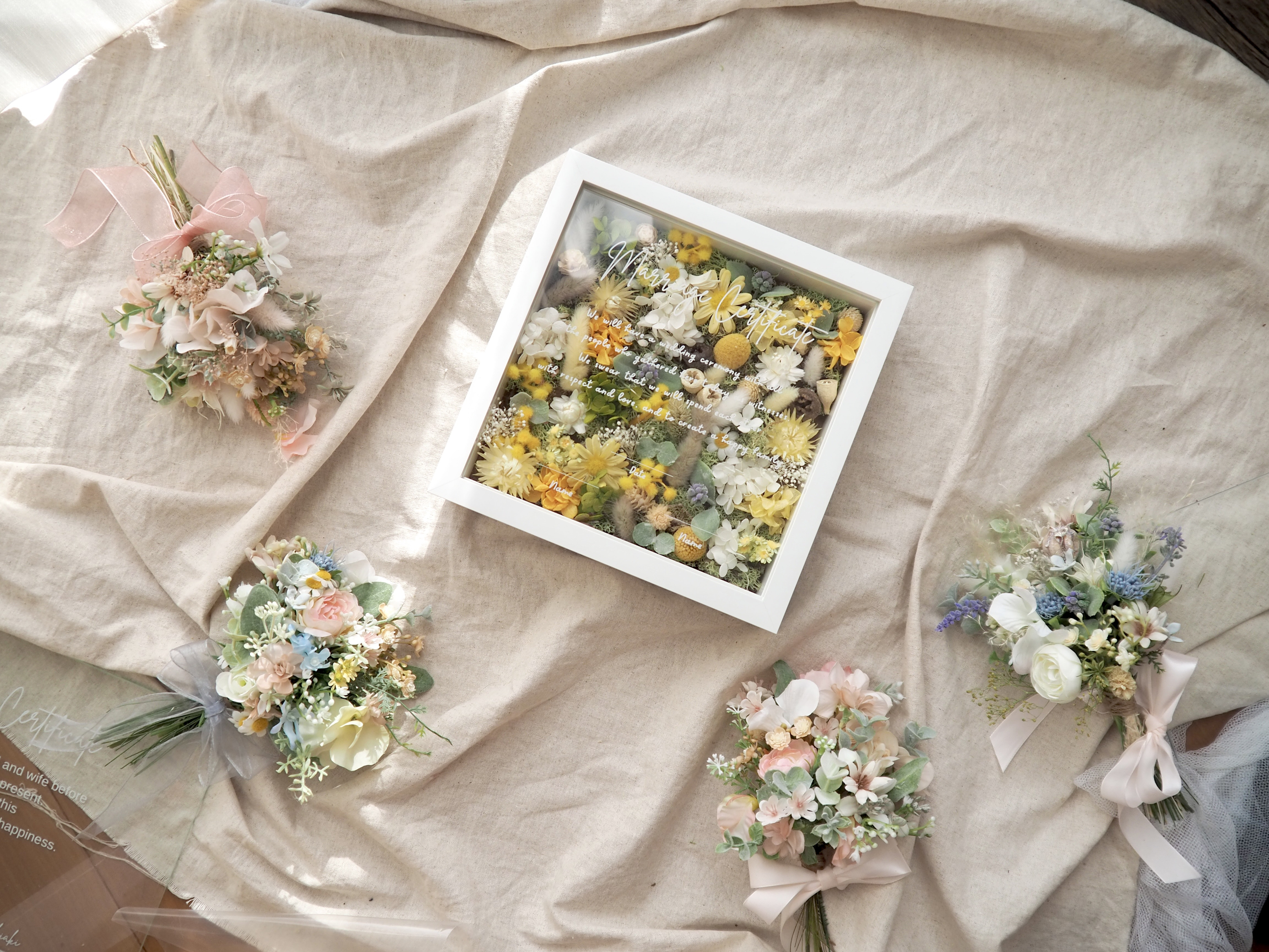 【35〜80名様分】ゲスト参加型　結婚式証明書　70本✴︎スクエア　ミモザ