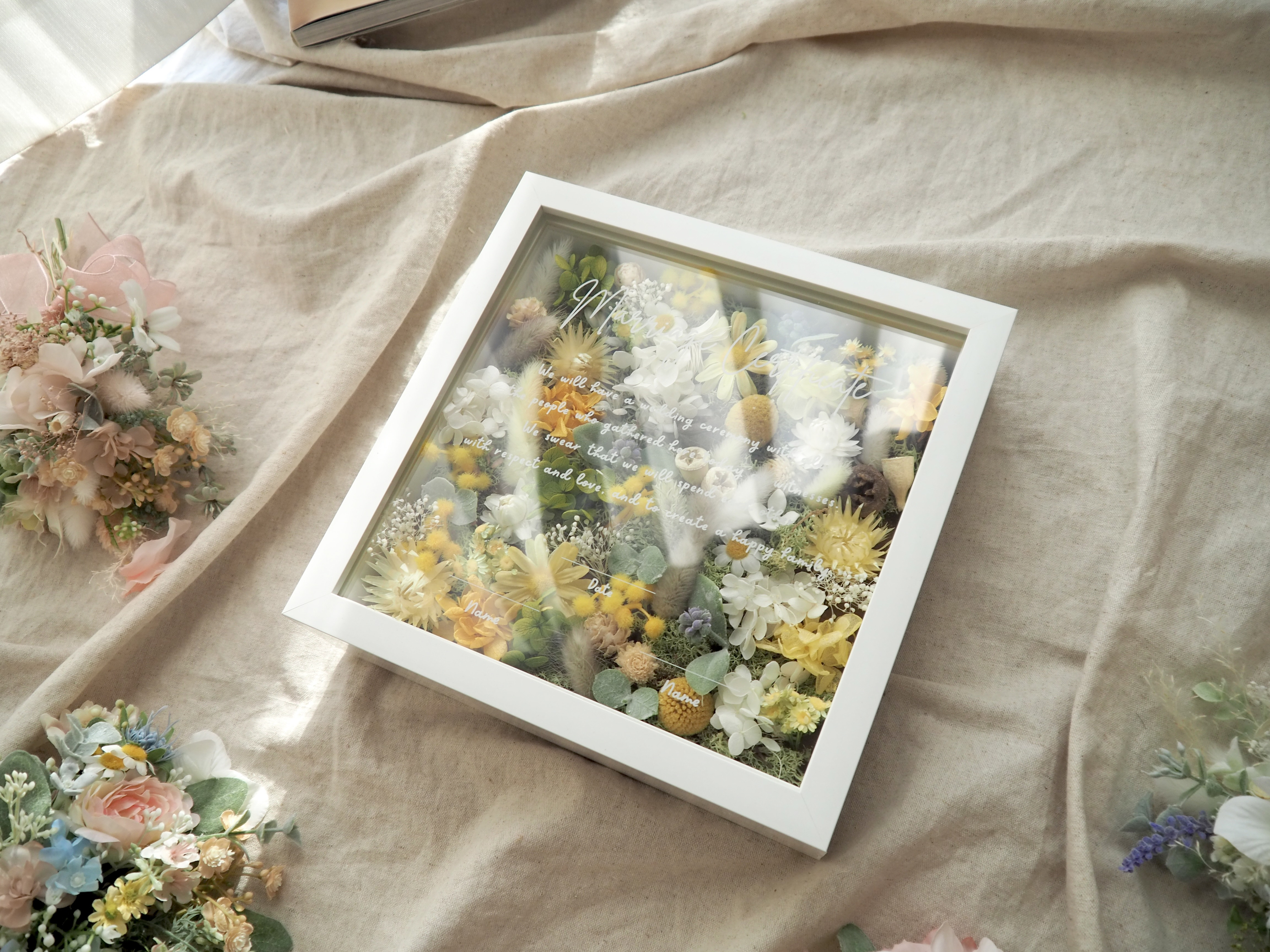 【35〜80名様分】ゲスト参加型　結婚式証明書　70本✴︎スクエア　ミモザ